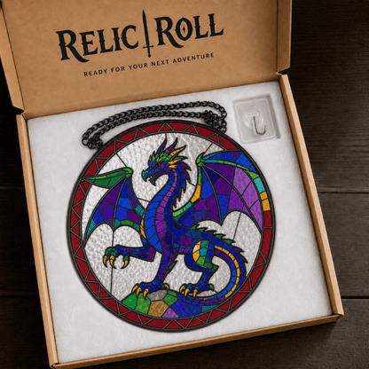 Dicewing Drake - Stained Glass Suncatcher Dicewing Drake | Dragon Dice Stained Glass Suncatcher