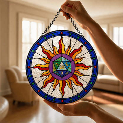Solar Critical - Stained Glass Suncatcher Solar Critical | Sun D20 Dice Stained Glass Suncatcher