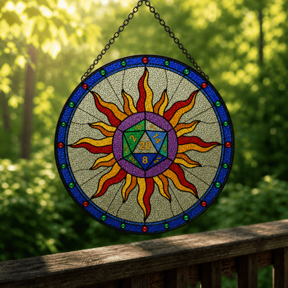 Solar Critical - Stained Glass Suncatcher Solar Critical | Sun D20 Dice Stained Glass Suncatcher