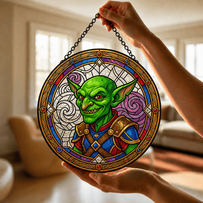 Goblin’s Grin - Stained Glass Suncatcher Goblin’s Grin | Goblin DnD Stained Glass Suncatcher