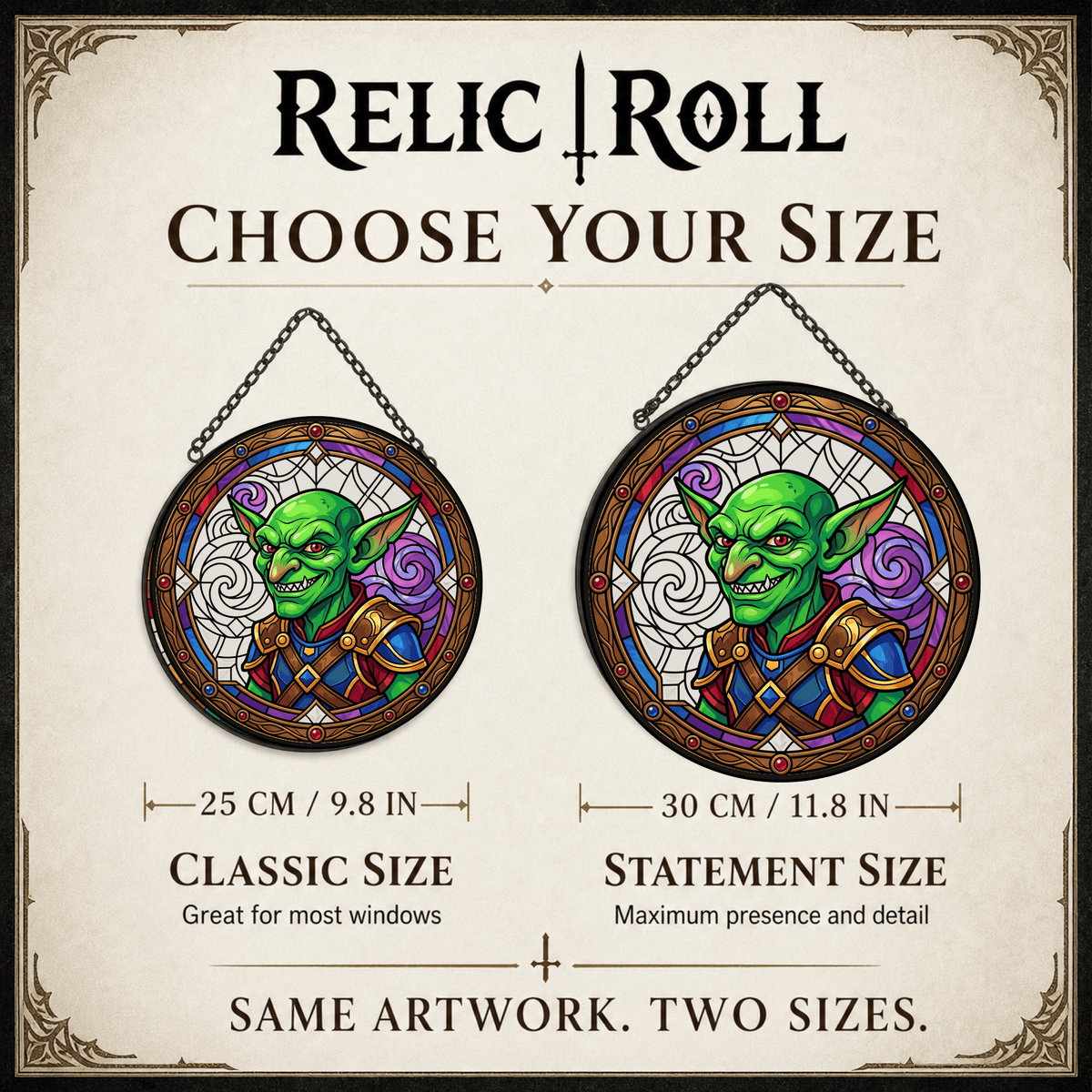 Goblin’s Grin - Stained Glass Suncatcher Goblin’s Grin | Goblin DnD Stained Glass Suncatcher