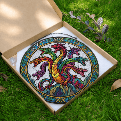 Hydra’s Dominion - Stained Glass Suncatcher Hydra’s Dominion | Hydra Dragon DnD Stained Glass Suncatcher