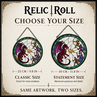 The Final Encounter - Stained Glass Suncatcher The Final Encounter | Dragon Battle DnD Stained Glass Suncatcher