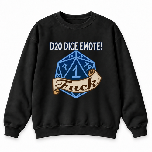 D20 Dice Emote black DnD sweatshirt front product view