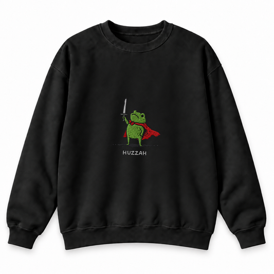Huzzah Frog Knight black DnD sweatshirt front product view