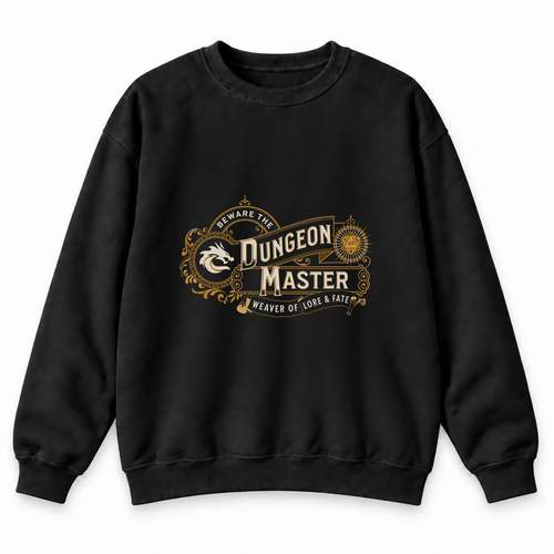 Dungeon Master Weaver of Lore & Fate black DnD sweatshirt front product view