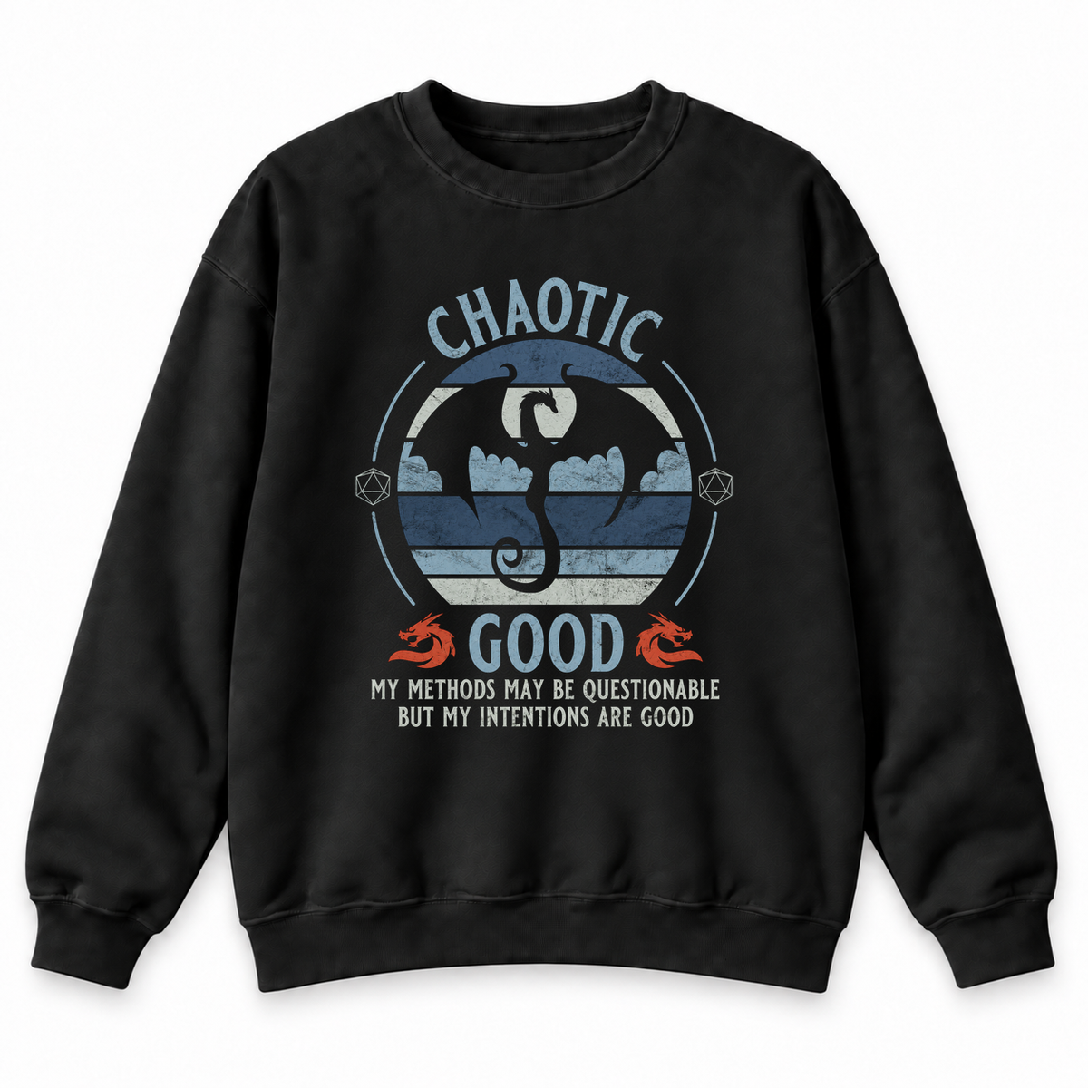 Chaotic Good black DnD sweatshirt front product view