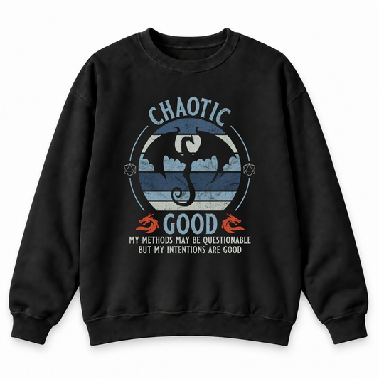Chaotic Good black DnD sweatshirt front product view