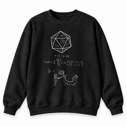 D20 Probability black DnD sweatshirt front product view