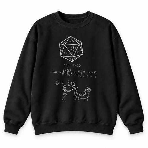 D20 Probability black DnD sweatshirt front product view