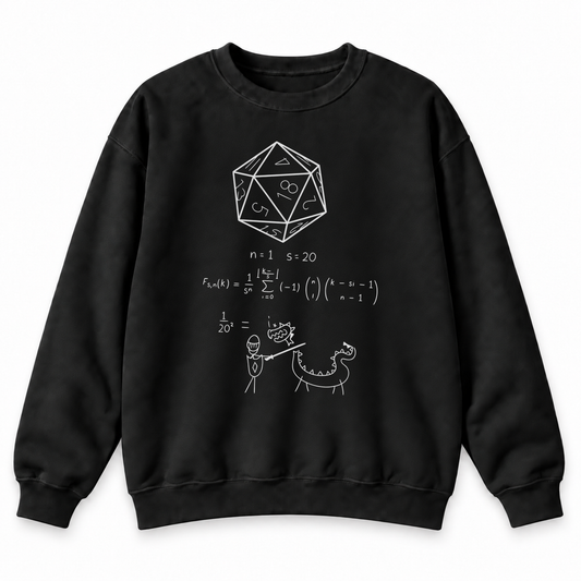 D20 Probability black DnD sweatshirt front product view
