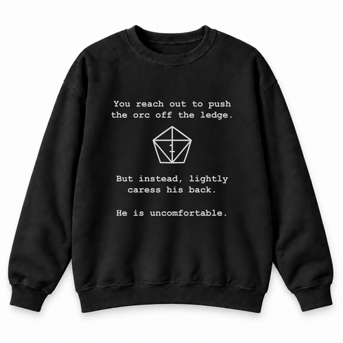 Uncomfortable Natural One black DnD sweatshirt front product view