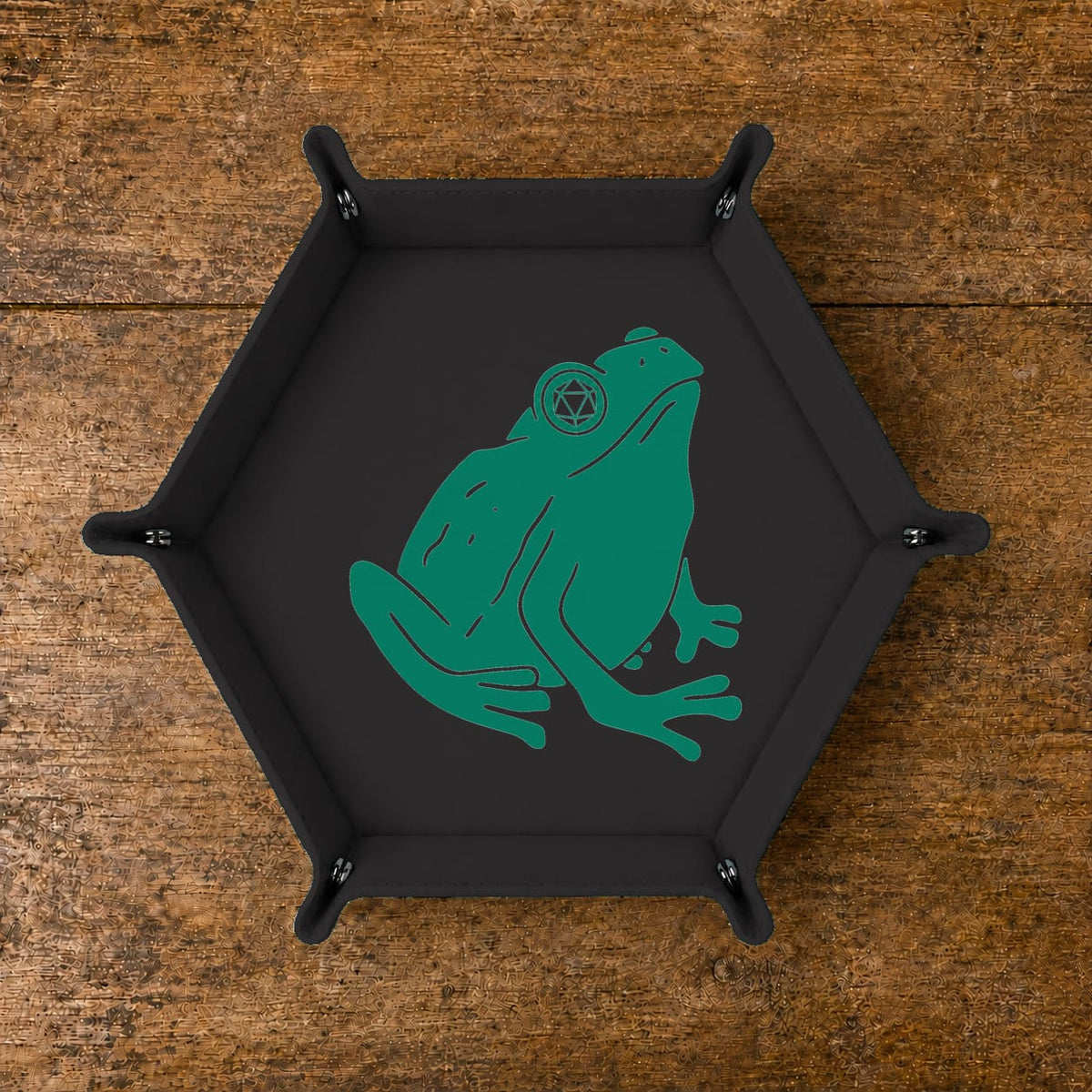 Frog Gamer With D20 Headphones - DICE TRAY Frog Gamer D20 Dice Tray | Foldable PU Leather D&D Tray