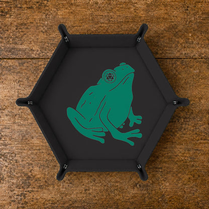 Frog Gamer With D20 Headphones - DICE TRAY Frog Gamer D20 Dice Tray | Foldable PU Leather D&D Tray