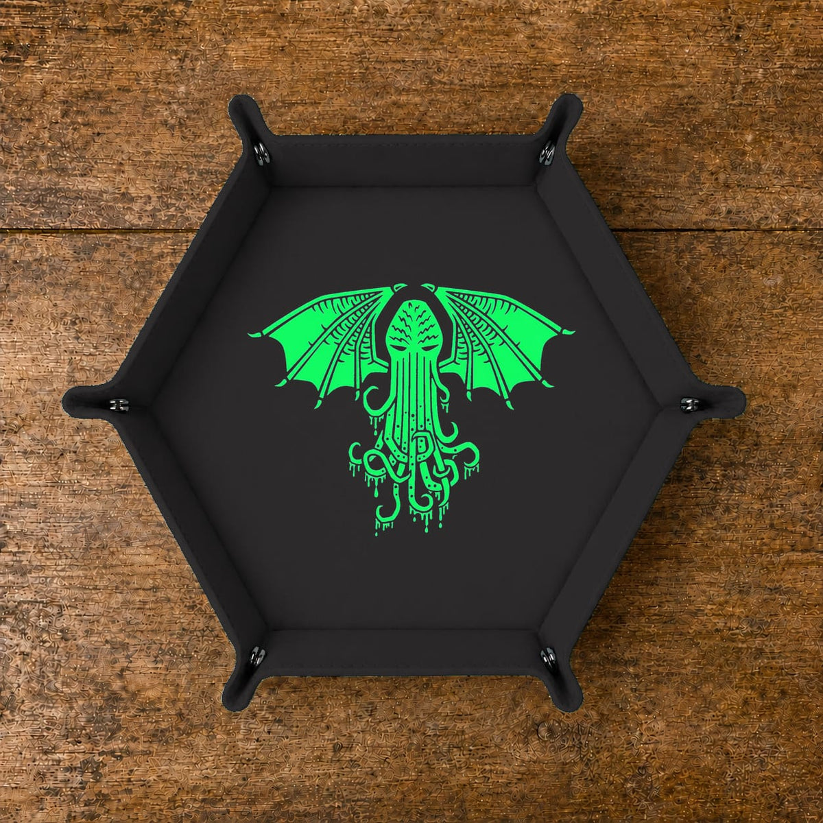 Winged Cthulhu Rising - DICE TRAY Winged Cthulhu Rising Dice Tray | Foldable PU Leather D&D Tray