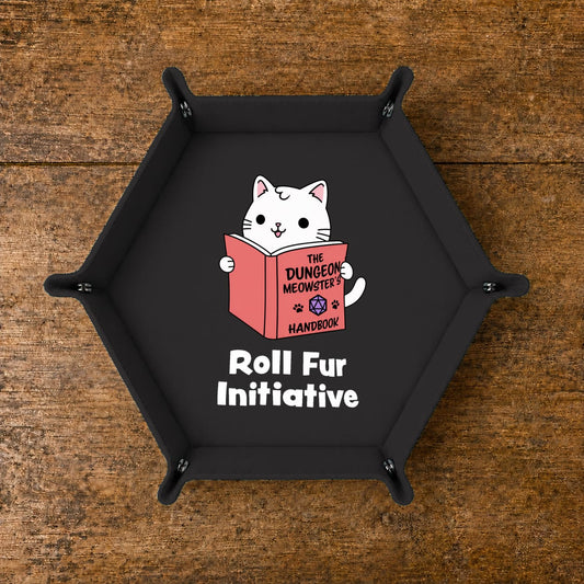 Cat Dungeon Meowster - DICE TRAY Cat Dungeon Meowster Dice Tray | Foldable PU Leather D&D Tray