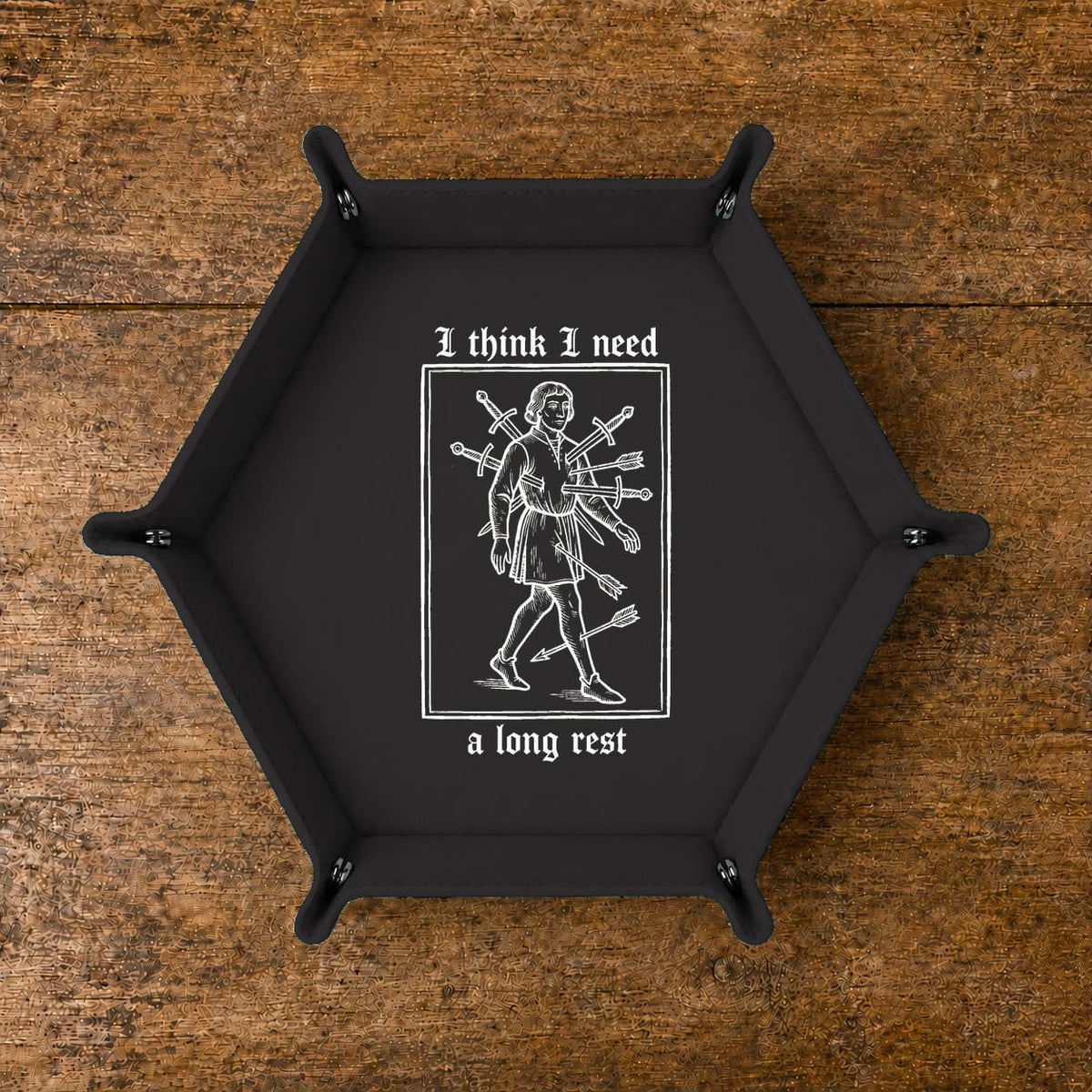 I Need A Long Rest - DICE TRAY I Need A Long Rest Dice Tray | Foldable PU Leather D&D Tray