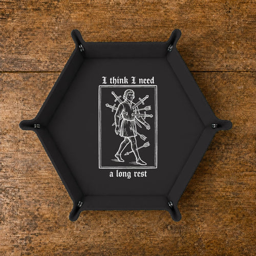 I Need A Long Rest - DICE TRAY I Need A Long Rest Dice Tray | Foldable PU Leather D&D Tray