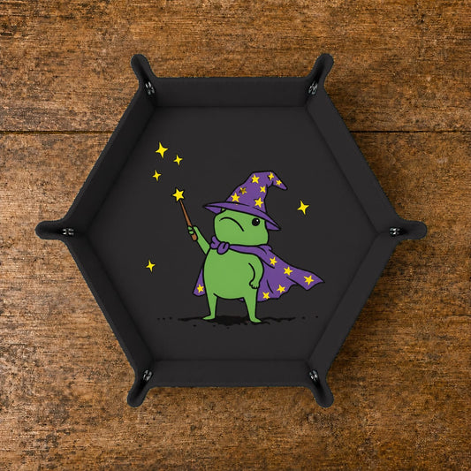 Cute Frog Wizard - DICE TRAY Cute Frog Wizard Dice Tray | Foldable PU Leather D&D Tray