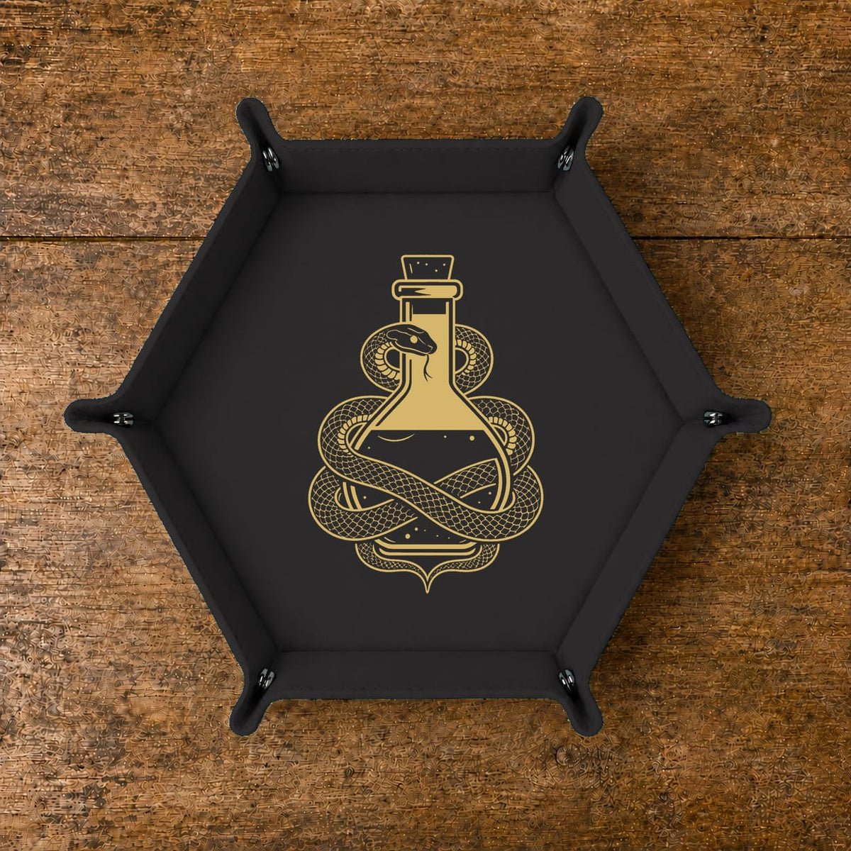 Snake And Alchemy Potion - DICE TRAY Snake And Alchemy Potion Dice Tray | Foldable PU Leather D&D Tray