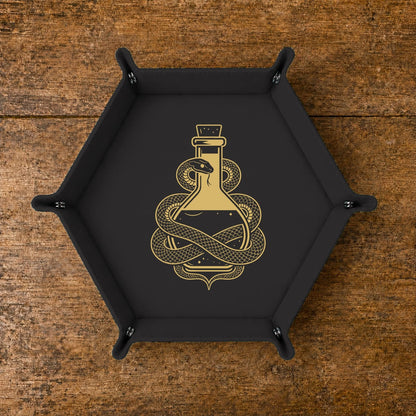 Snake And Alchemy Potion - DICE TRAY Snake And Alchemy Potion Dice Tray | Foldable PU Leather D&D Tray