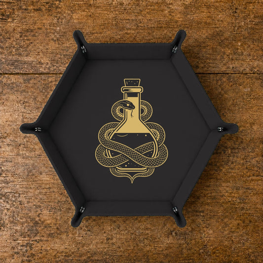 Snake And Alchemy Potion - DICE TRAY Snake And Alchemy Potion Dice Tray | Foldable PU Leather D&D Tray