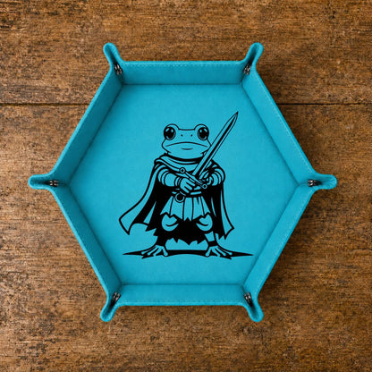 Fantasy Frog Swordmaster - DICE TRAY Fantasy Frog Swordmaster Dice Tray | Foldable PU Leather D&D Tray