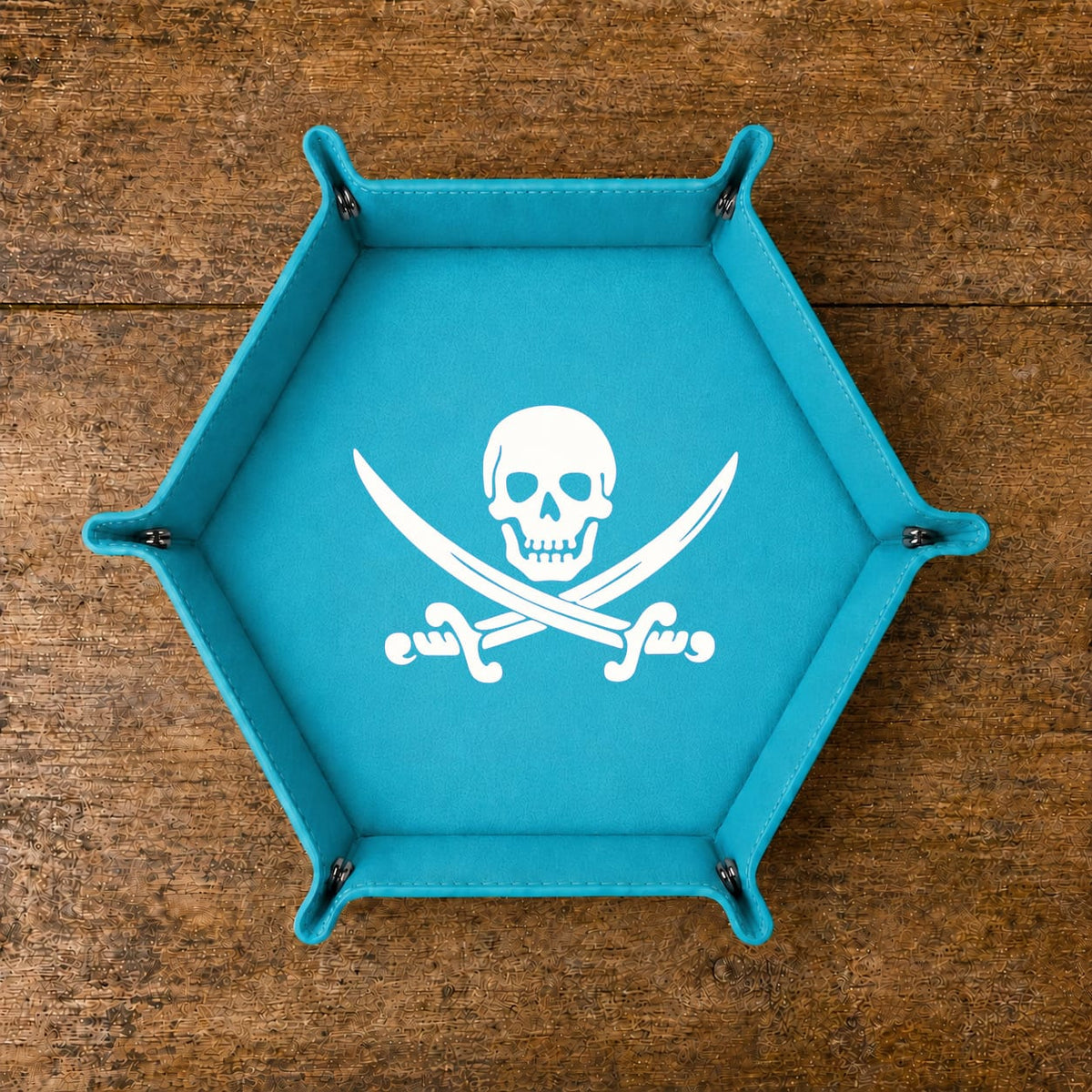 Pirate Skull And Cutlasses - DICE TRAY Pirate Skull Dice Tray | Foldable PU Leather D&D RPG Tray
