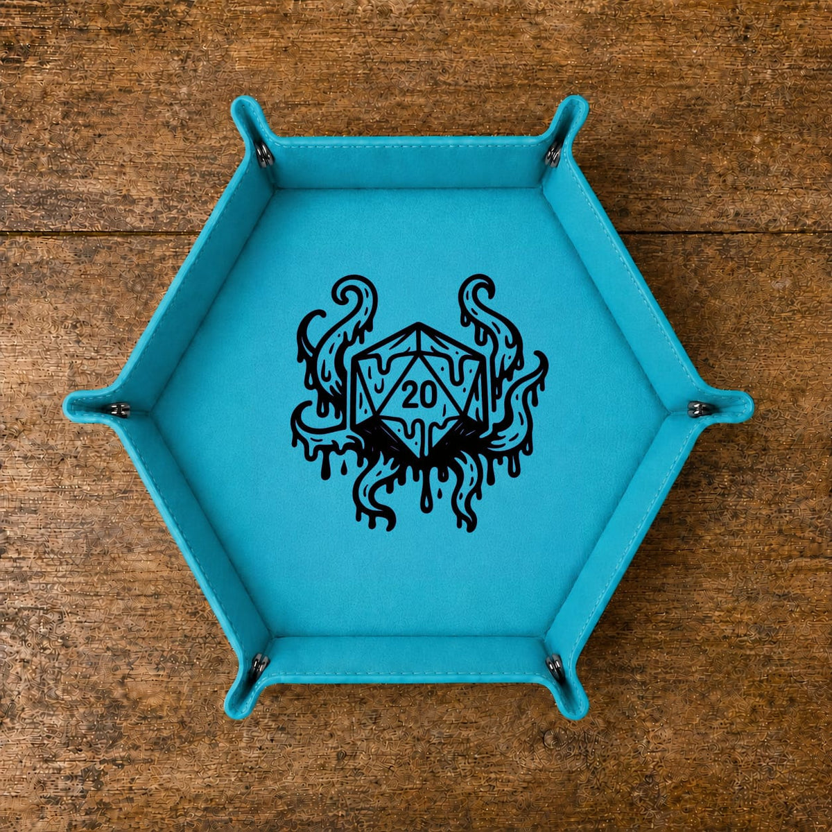 Eldritch Melting D20 - DICE TRAY Eldritch Melting D20 Dice Tray | Foldable PU Leather D&D Tray