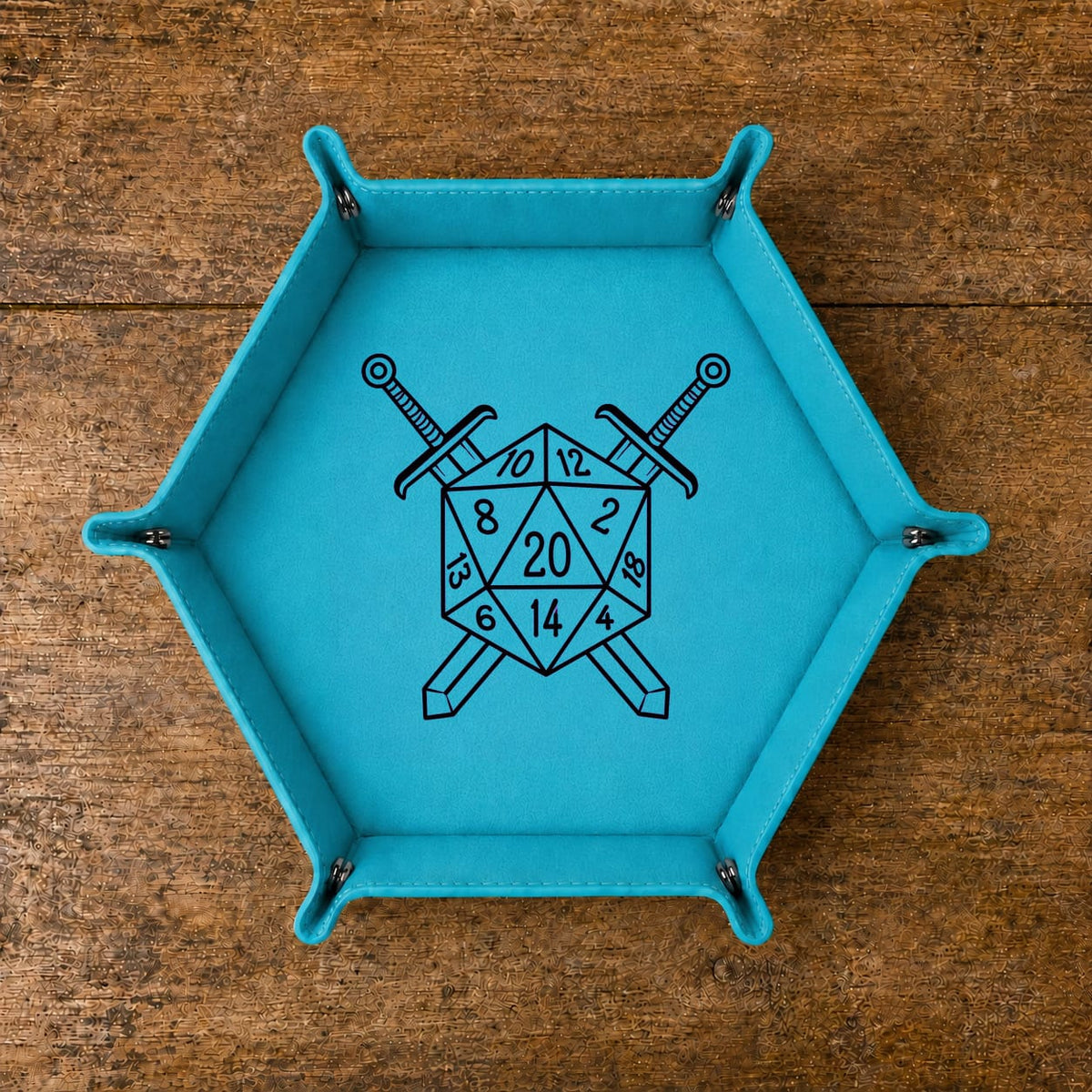 D20 Battle Crest - DICE TRAY D20 Battle Crest Dice Tray | Foldable PU Leather D&D Tray