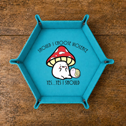 Mushroom Cat Chooses Violence - DICE TRAY Mushroom Cat Chooses Violence Dice Tray | Foldable PU Leather D&D Tray