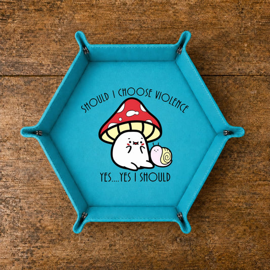 Mushroom Cat Chooses Violence - DICE TRAY Mushroom Cat Chooses Violence Dice Tray | Foldable PU Leather D&D Tray