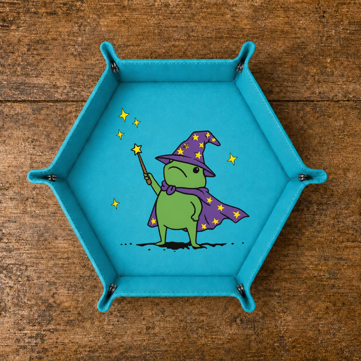 Cute Frog Wizard - DICE TRAY Cute Frog Wizard Dice Tray | Foldable PU Leather D&D Tray