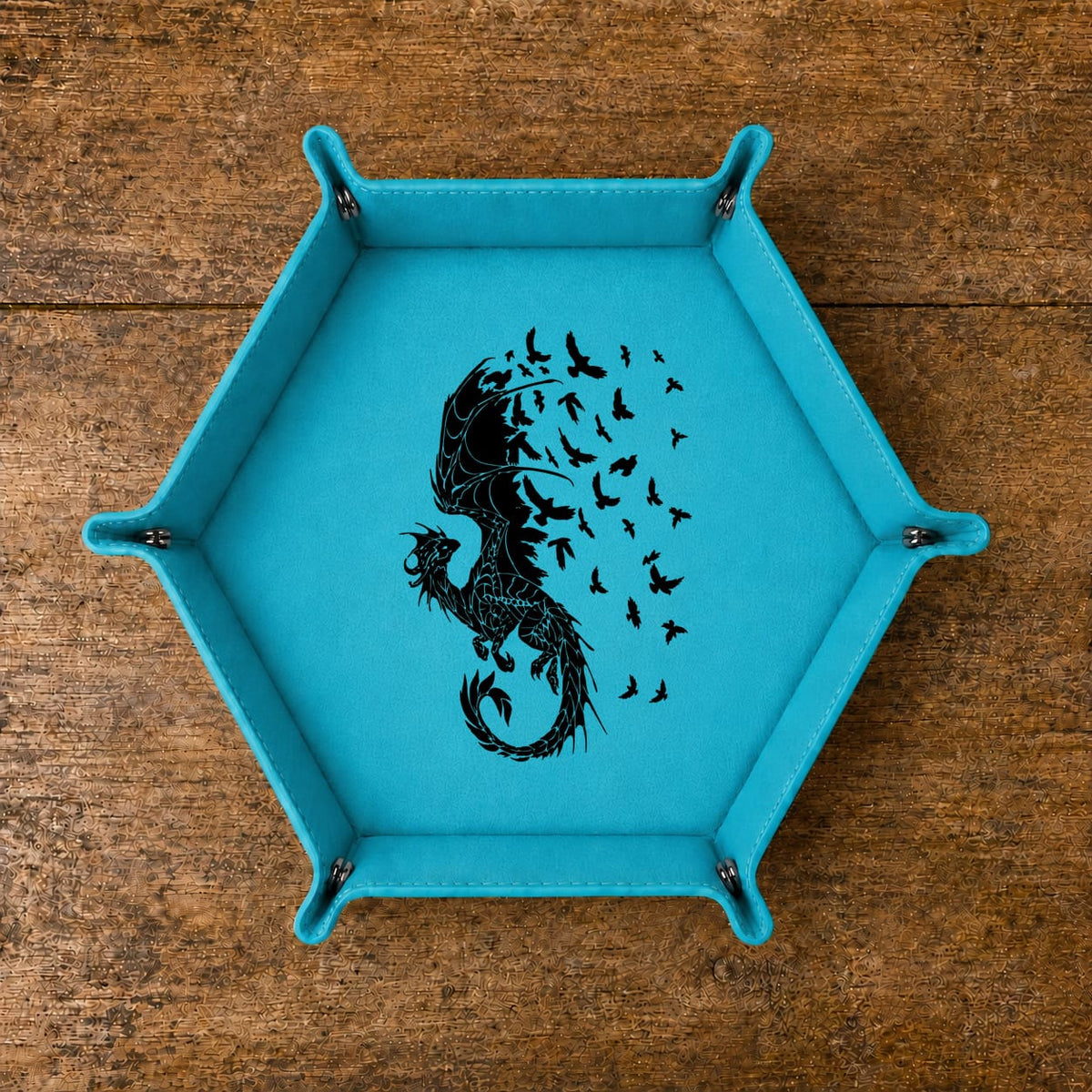Dragon Into Flying Birds - DICE TRAY Dragon Into Flying Birds Dice Tray | Foldable PU Leather D&D Tray