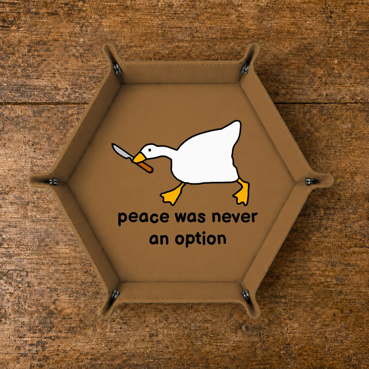 Peace Was Never An Option - DICE TRAY Peace Was Never An Option Dice Tray, Goose Dice Tray, Dungeons And Dragons Leather Dice Tray, Collapsable Dice Tray