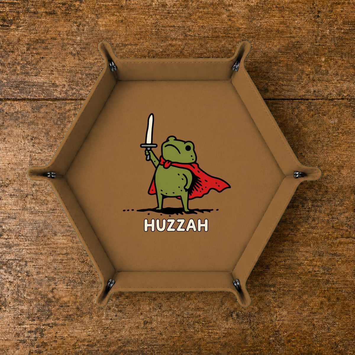 Huzzah Frog Knight - DICE TRAY Huzzah Frog Knight Dice Tray | Foldable PU Leather D&D Dice Tray