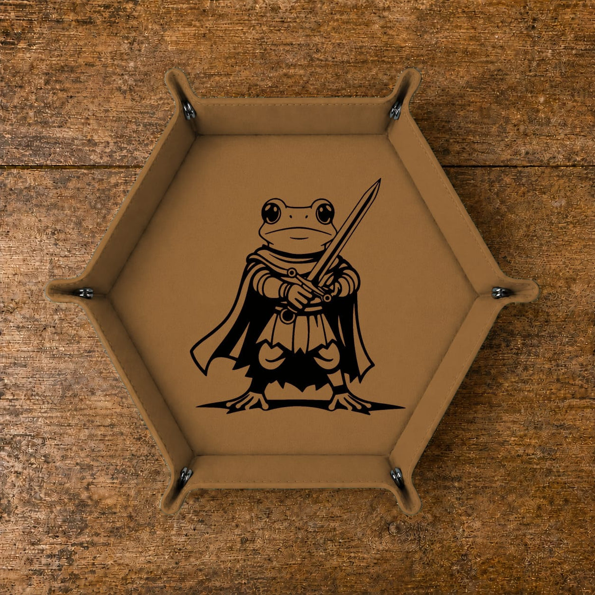 Fantasy Frog Swordmaster - DICE TRAY Fantasy Frog Swordmaster Dice Tray | Foldable PU Leather D&D Tray