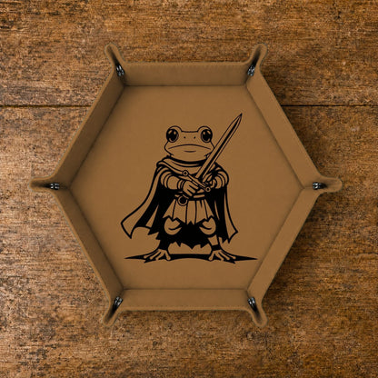 Fantasy Frog Swordmaster - DICE TRAY Fantasy Frog Swordmaster Dice Tray | Foldable PU Leather D&D Tray
