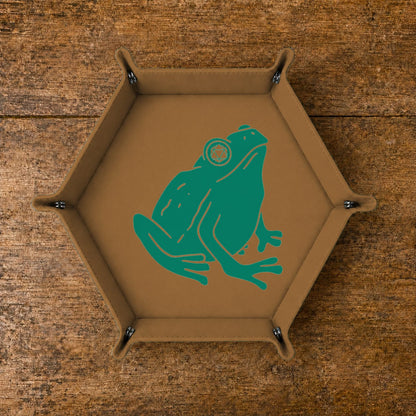 Frog Gamer With D20 Headphones - DICE TRAY Frog Gamer D20 Dice Tray | Foldable PU Leather D&D Tray