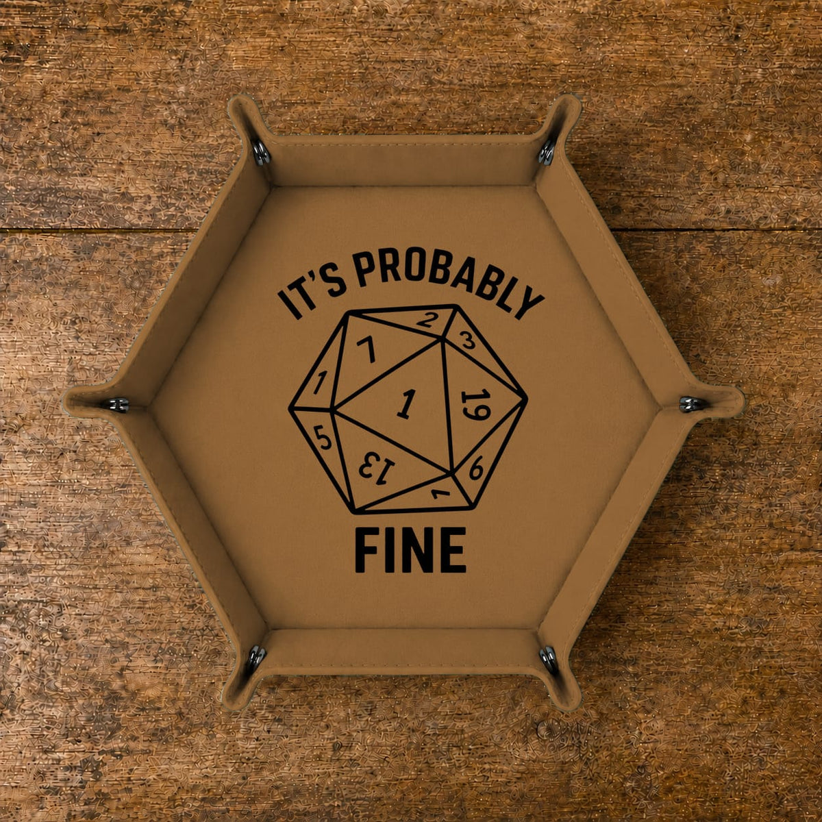 Natural One Probably Fine - DICE TRAY Natural One Dice Tray | Foldable PU Leather D&D Tray