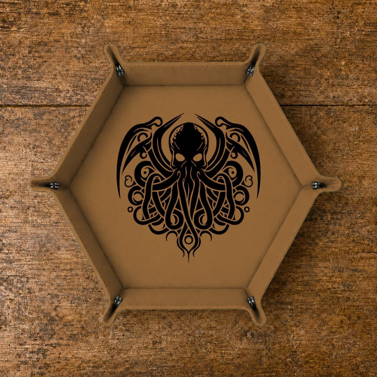 Eldritch Cthulhu Emblem - DICE TRAY Cthulhu Dice Tray | Foldable PU Leather D&D RPG Tray
