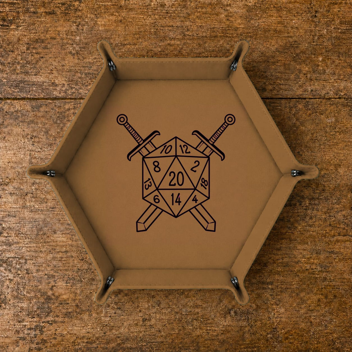 D20 Battle Crest - DICE TRAY D20 Battle Crest Dice Tray | Foldable PU Leather D&D Tray