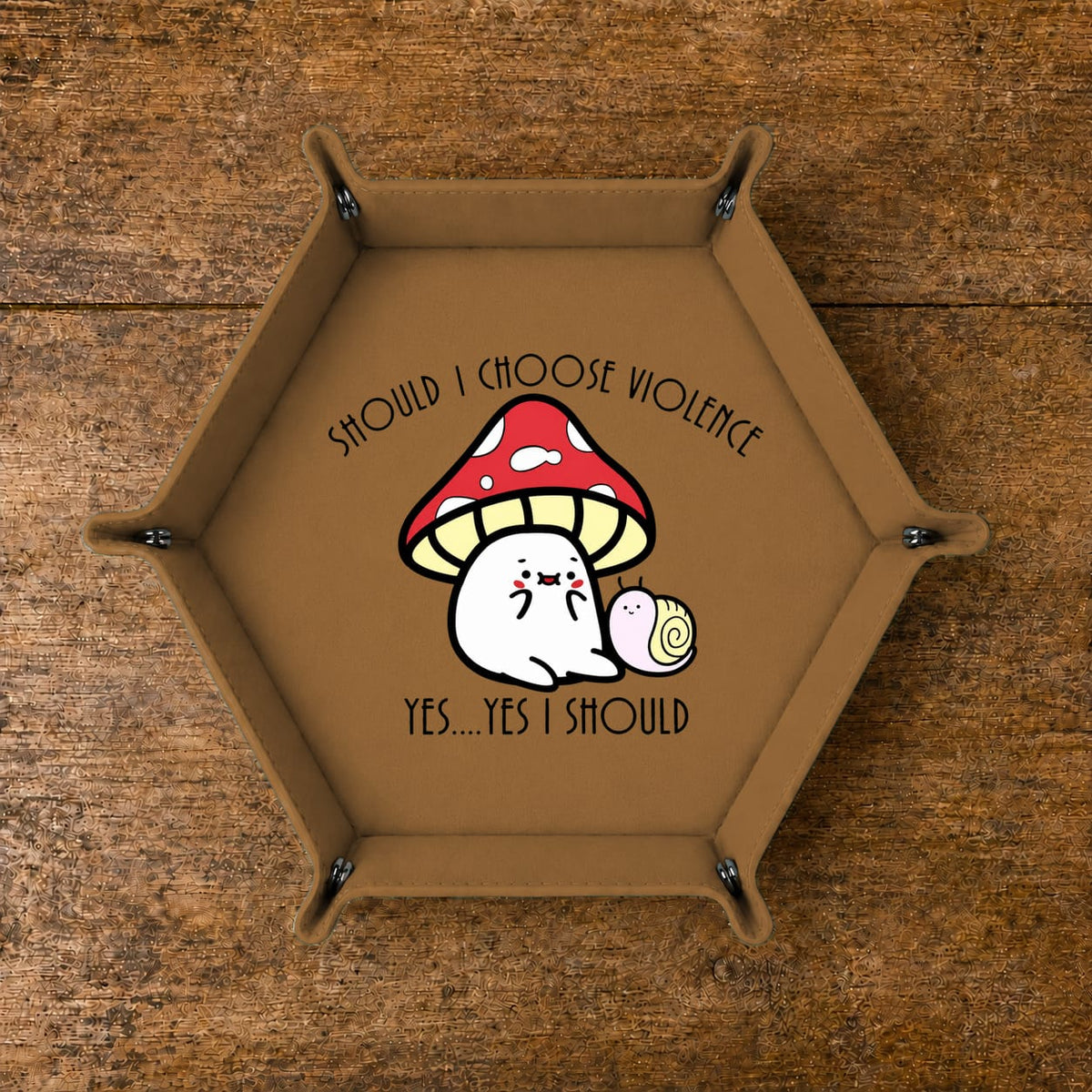 Mushroom Cat Chooses Violence - DICE TRAY Mushroom Cat Chooses Violence Dice Tray | Foldable PU Leather D&D Tray