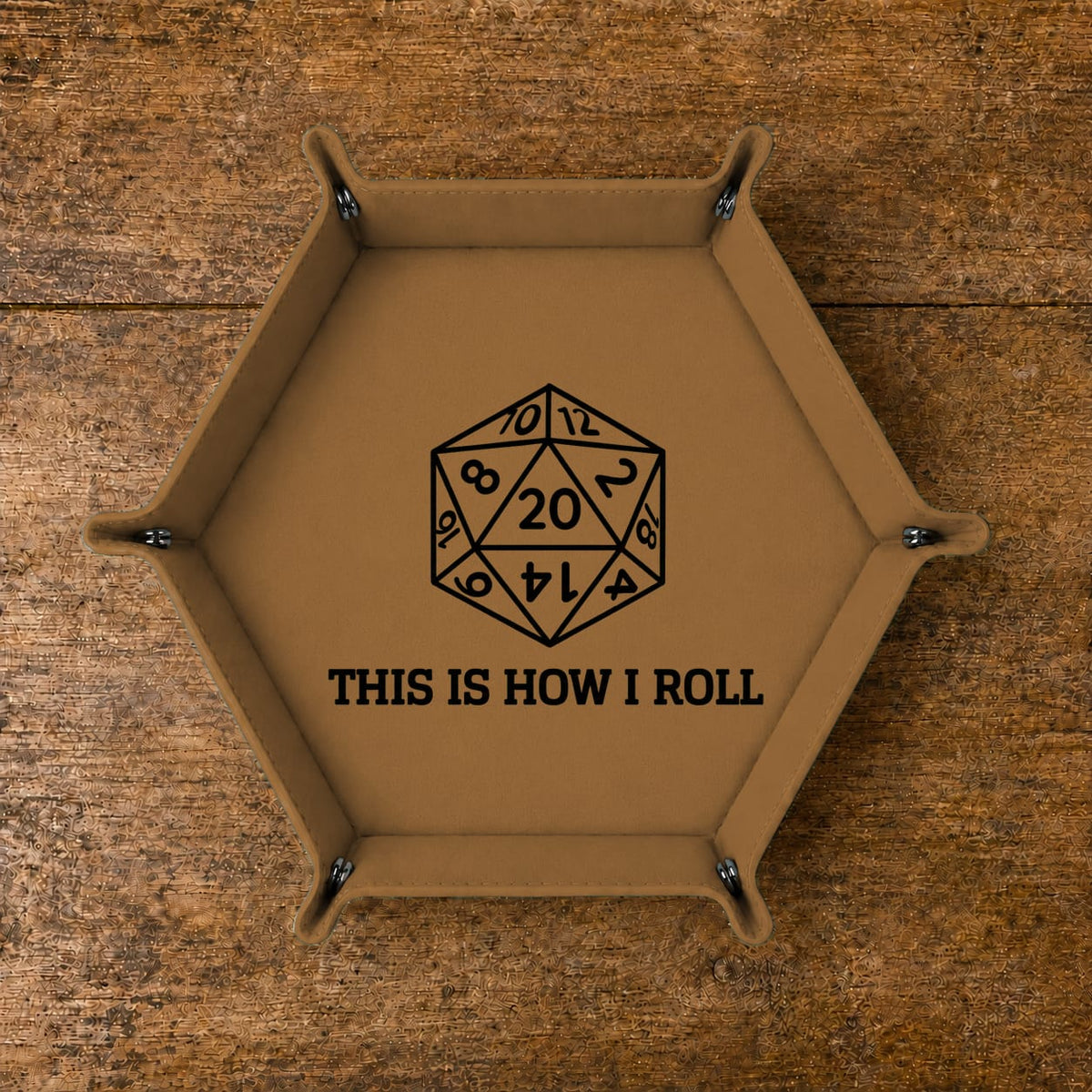 This Is How I Roll D20 Outline - DICE TRAY This Is How I Roll D20 Outline Dice Tray | Foldable PU Leather D&D Tra
