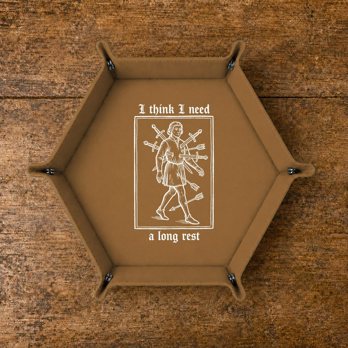I Need A Long Rest - DICE TRAY I Need A Long Rest Dice Tray | Foldable PU Leather D&D Tray