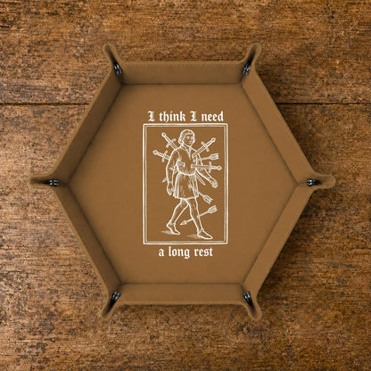 I Need A Long Rest - DICE TRAY I Need A Long Rest Dice Tray | Foldable PU Leather D&D Tray