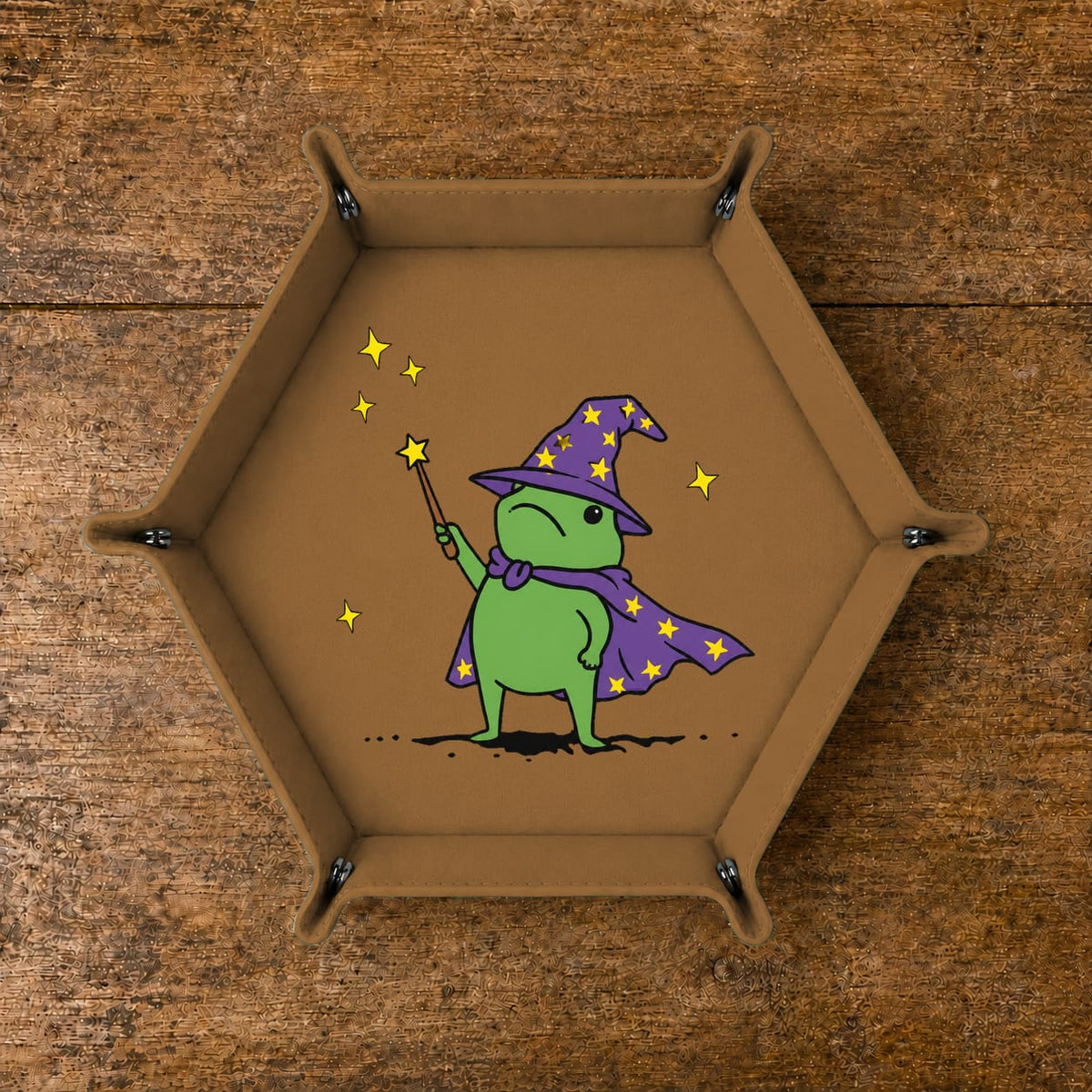 Cute Frog Wizard - DICE TRAY Cute Frog Wizard Dice Tray | Foldable PU Leather D&D Tray