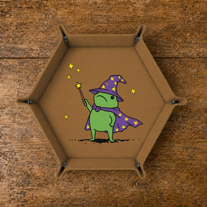 Cute Frog Wizard - DICE TRAY Cute Frog Wizard Dice Tray | Foldable PU Leather D&D Tray