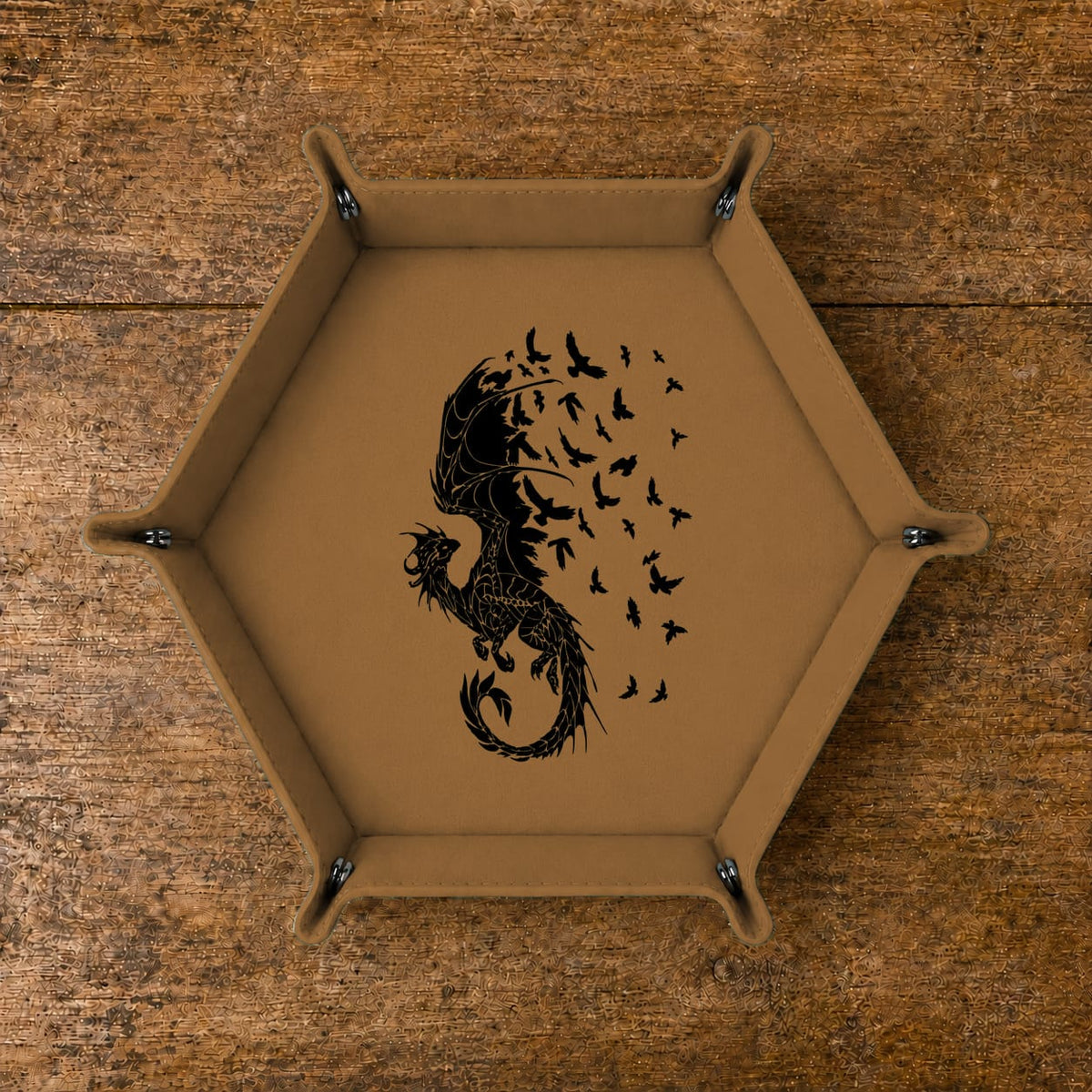 Dragon Into Flying Birds - DICE TRAY Dragon Into Flying Birds Dice Tray | Foldable PU Leather D&D Tray