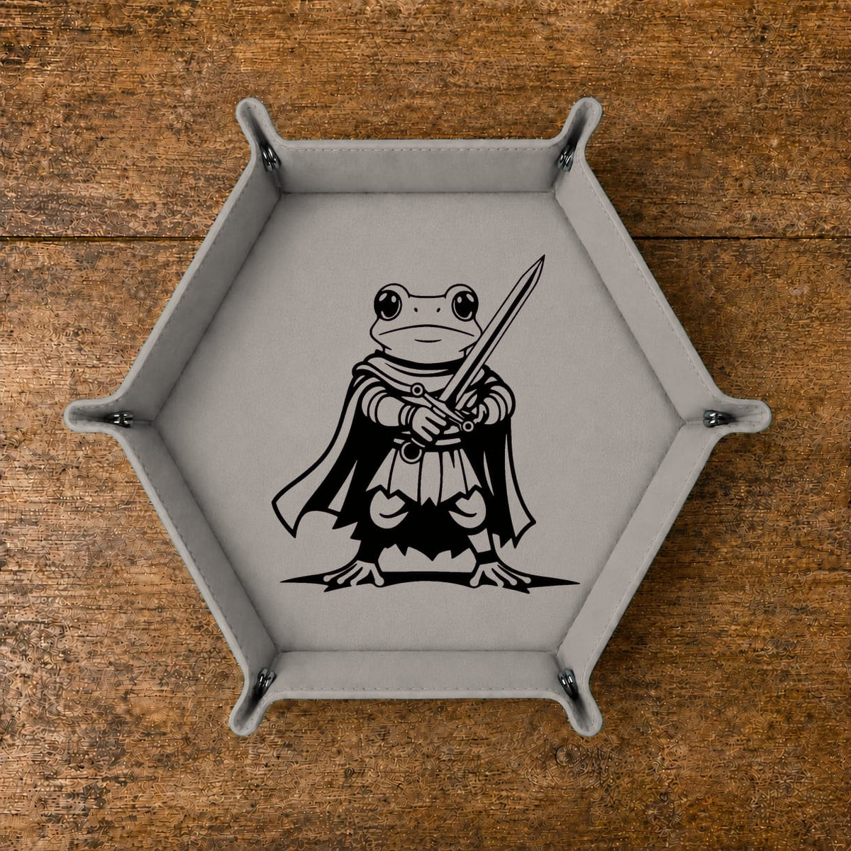Fantasy Frog Swordmaster - DICE TRAY Fantasy Frog Swordmaster Dice Tray | Foldable PU Leather D&D Tray